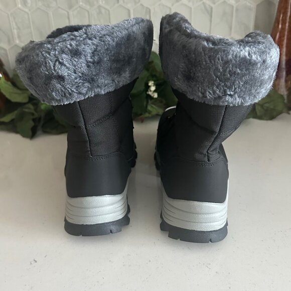 Sport Sportsfashion Mens Winter Boots Size 8 Black & Gray Faux Fur Lining Non-Sl - Picture 4 of 6